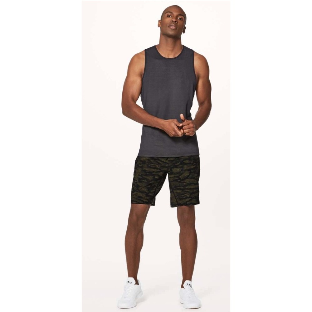 Lululemon Pace Breaker Short 9" Bricollage Military Green Black Mens M M7907S